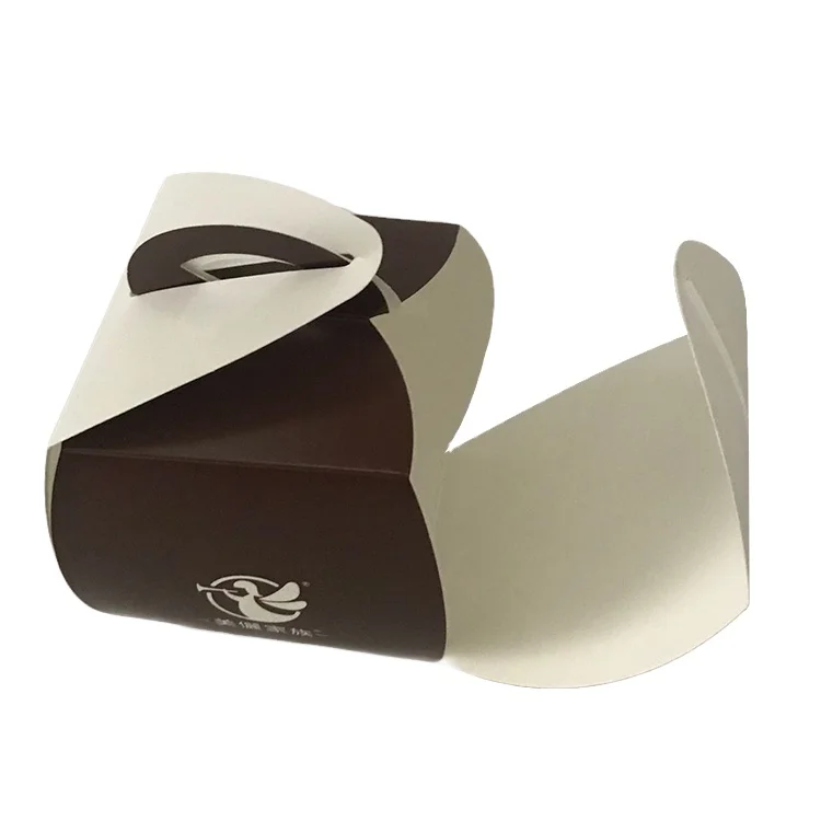 FSC Wholesale Birthday Paper Cake Sweet Packing Box Handle Custom Pastry Square White Cardboard Small Cake Pastry Paper Boxes