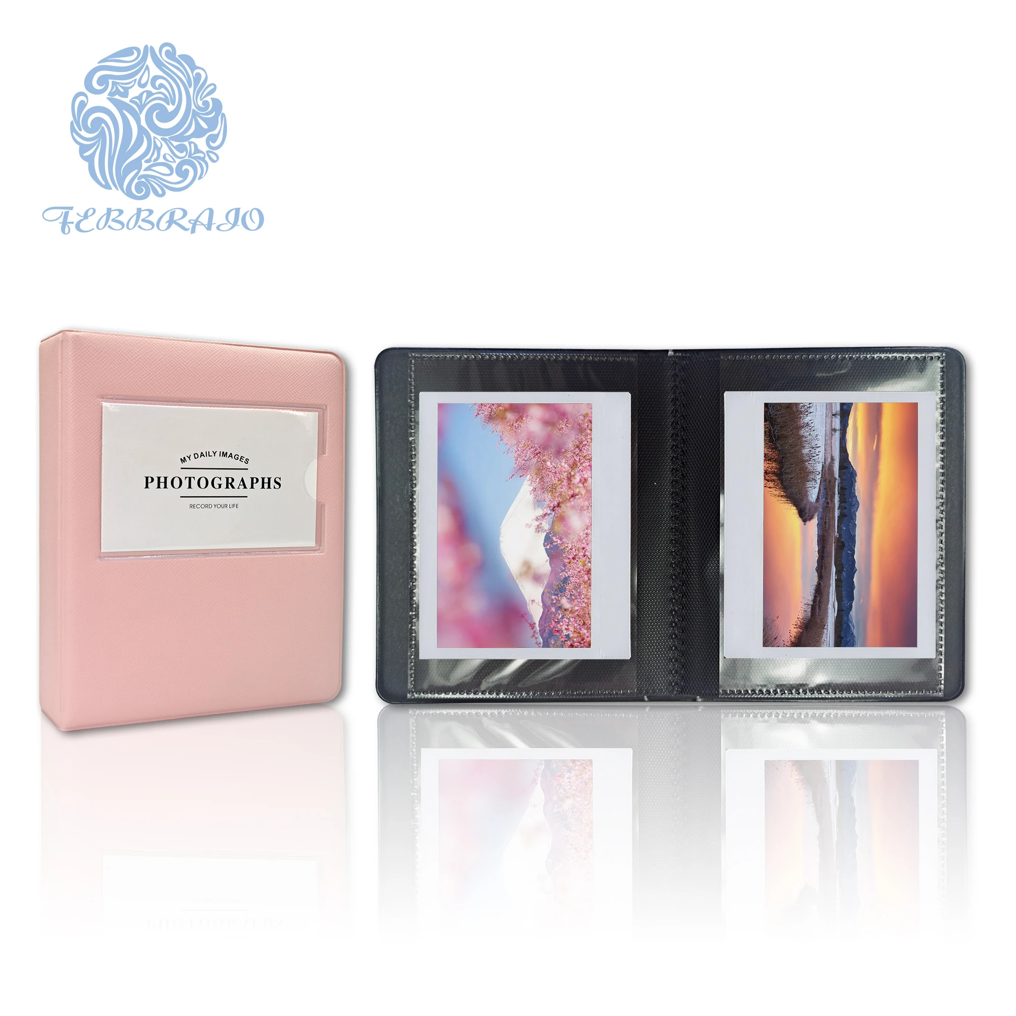 Premium Picture Album 5 Inch Photo Album - 32 Pockets, 2 Photos/Sheet Pink Space Saving Wide Films Ideal for Storing Memories.