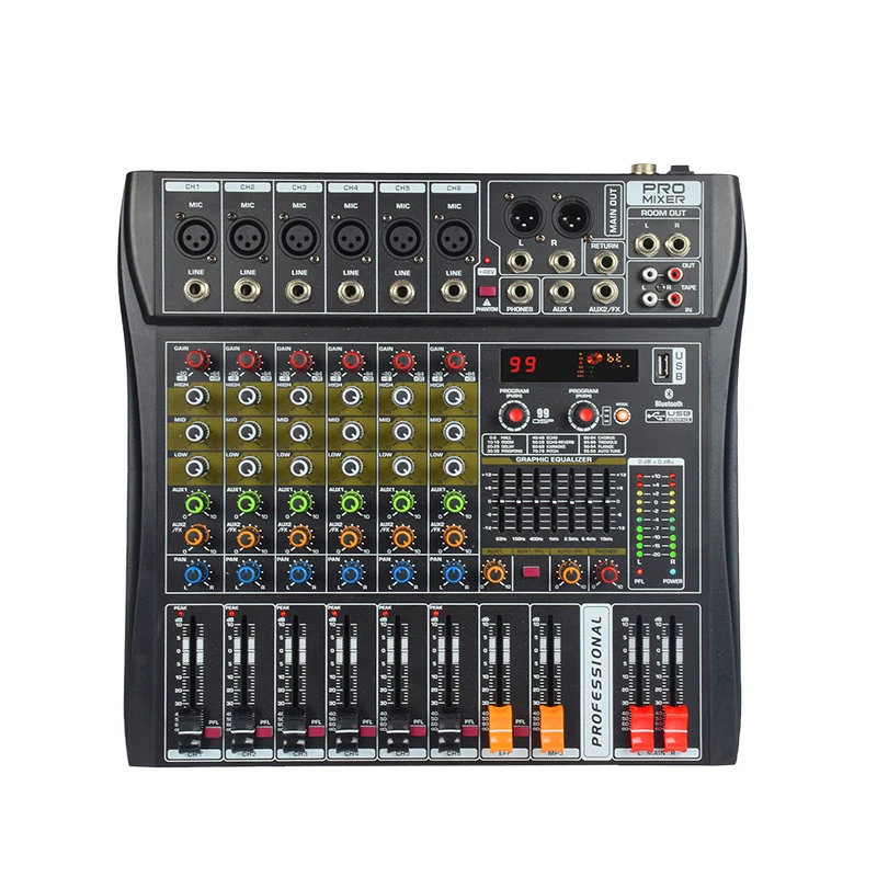 6 Channel Amplifier Dj Mixer Controller Wireless Microphone Blueteeth Music Video Mixers Sound Equipment/Amplifiers/Speakers