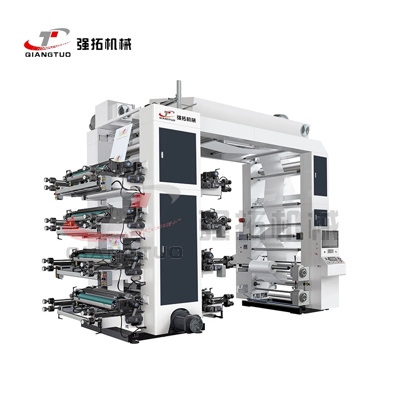 QIANGTUO stack type high configuration 8 color flexo printing machine/6 color flexo printing machine price