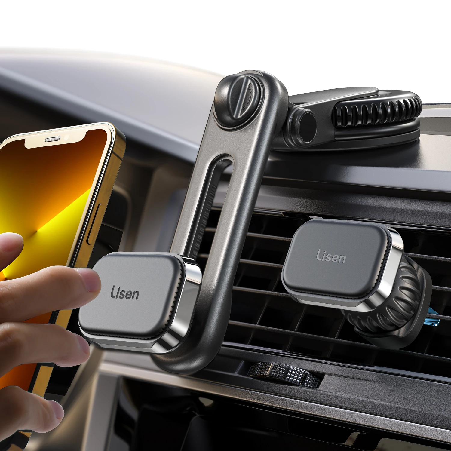 Магнитный держатель для телефона для автомобиля LISEN, универсальный автомобильный держатель для телефона с креплением на створки вентиляции, приборной панели, ветровое стекло, совместим с смартфонами