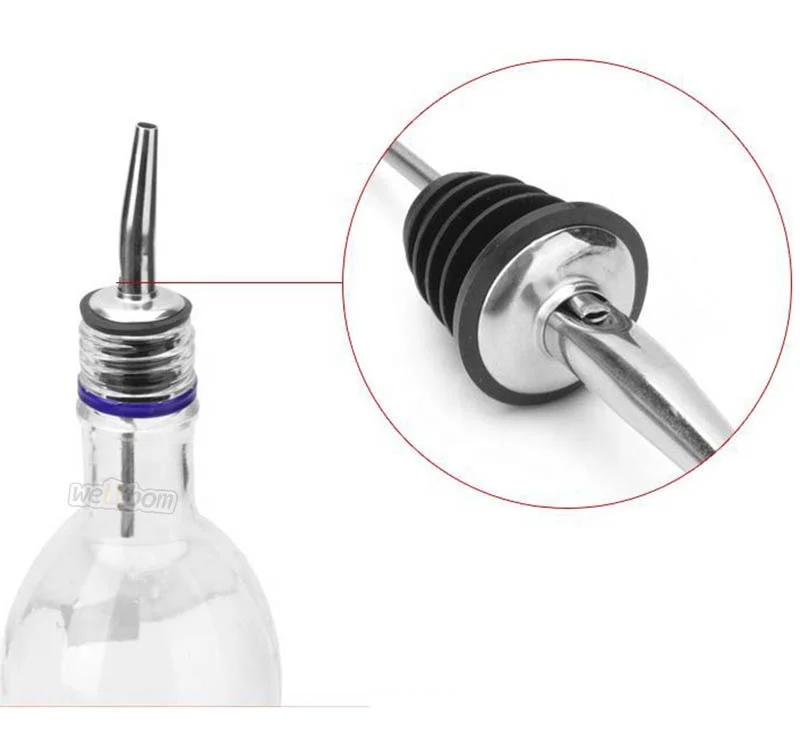 Stainless Steel Pourer Dispenser Spouts Stainless Liquor  Flow Bottle Spirit Nip Pour Spout