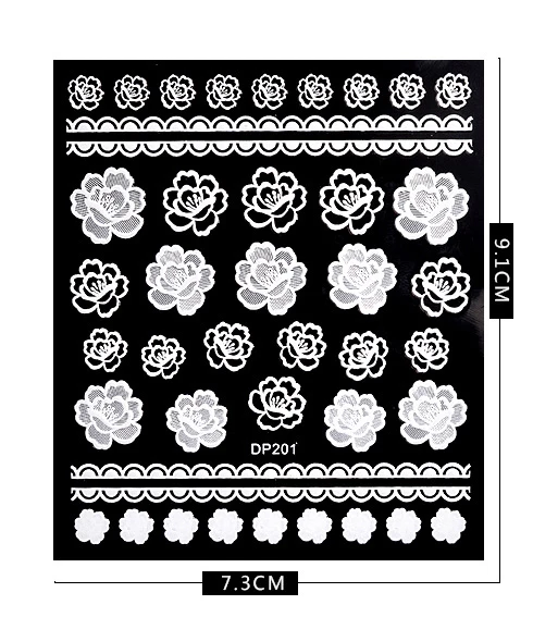 5D Nail Art Stickers Decals Adhesive Stereo White Nail Stickers Full Stickers