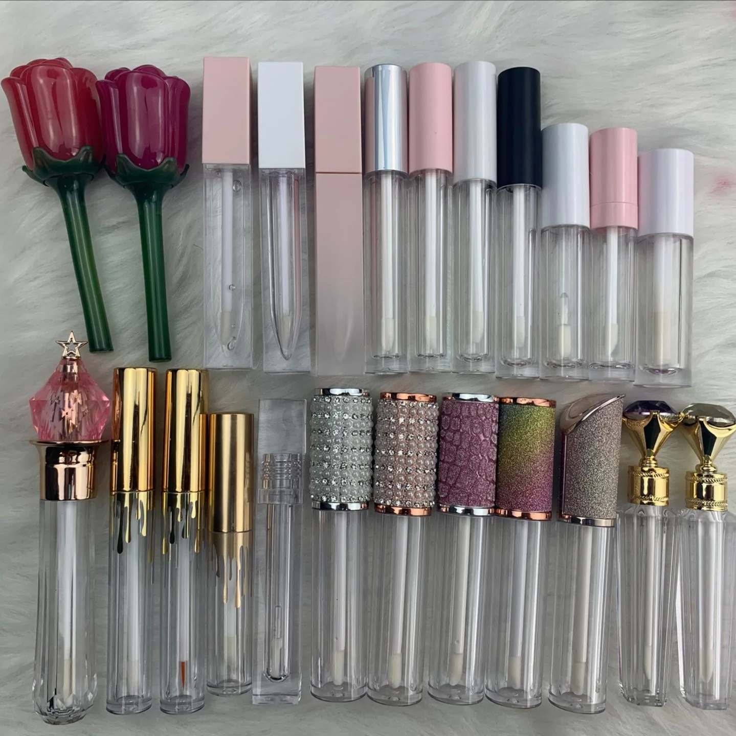 
wholesale 5ML Rose Gold Plastic Liquid Lipstick Tube Cosmetic Packaging Square Empty Lipgloss Container Lipgloss Tube 