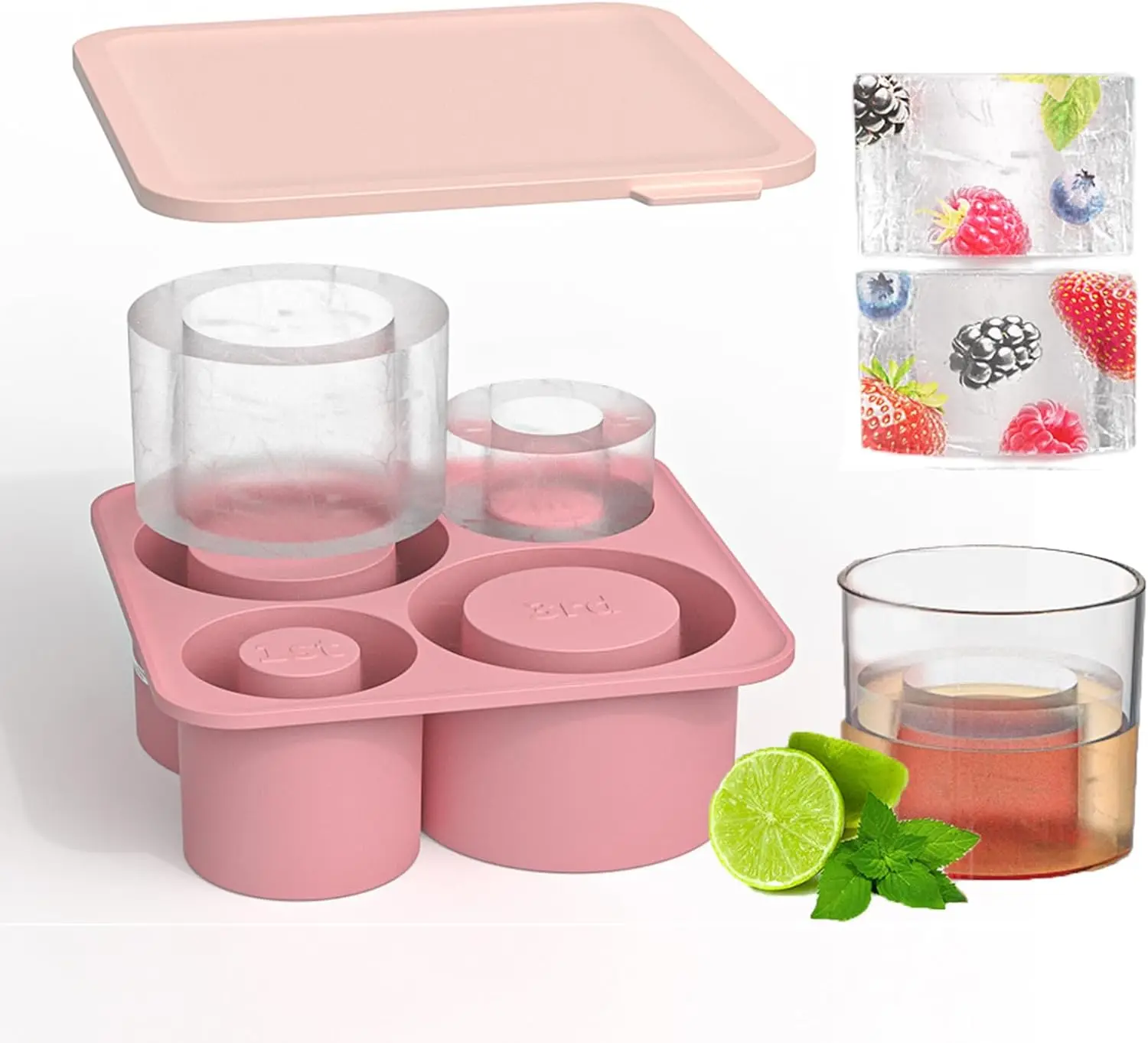Ice Cube Trays with Lids Silicone Ice Cube Molds for Stanley 20oz 30oz 40oz Tumbler Cup Ice Cube Tray for Stanley