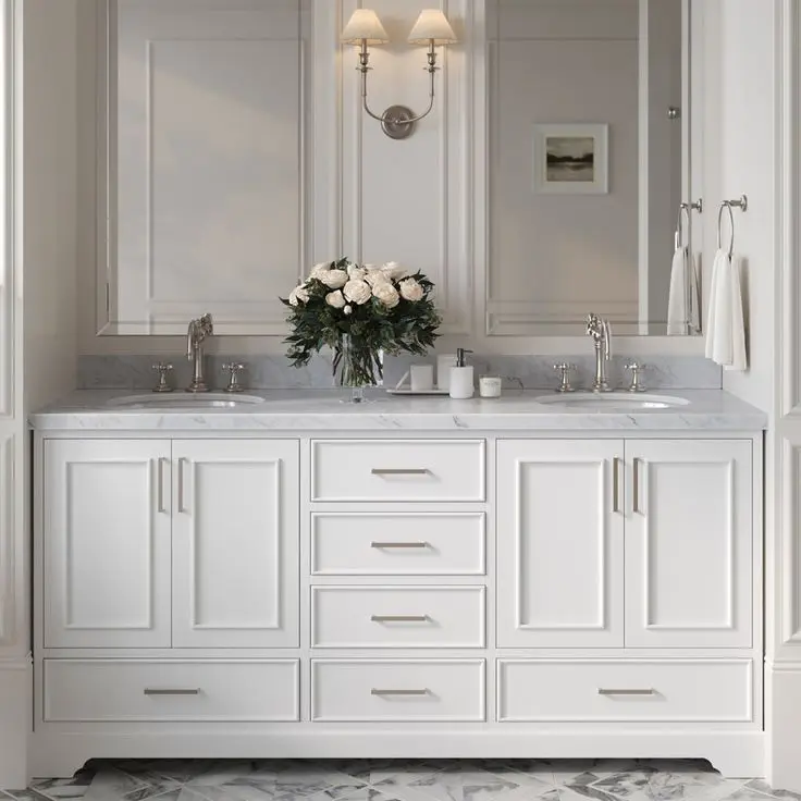 CBMmart  High End LED Mirror Solid Wood Oak Bathroom Furniture Cabinet Shaker Design Bath Vanity