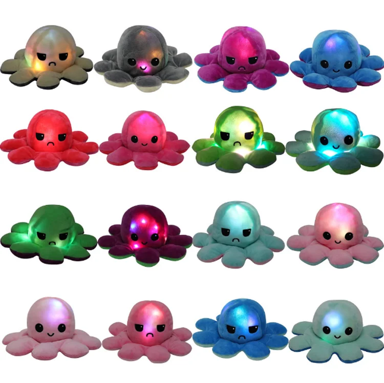 
Custom Logo Reversible Flip Octopus Plush Toy New Creative Octopus Plush Cute Octopus Plush Stuffed Flip With Light 