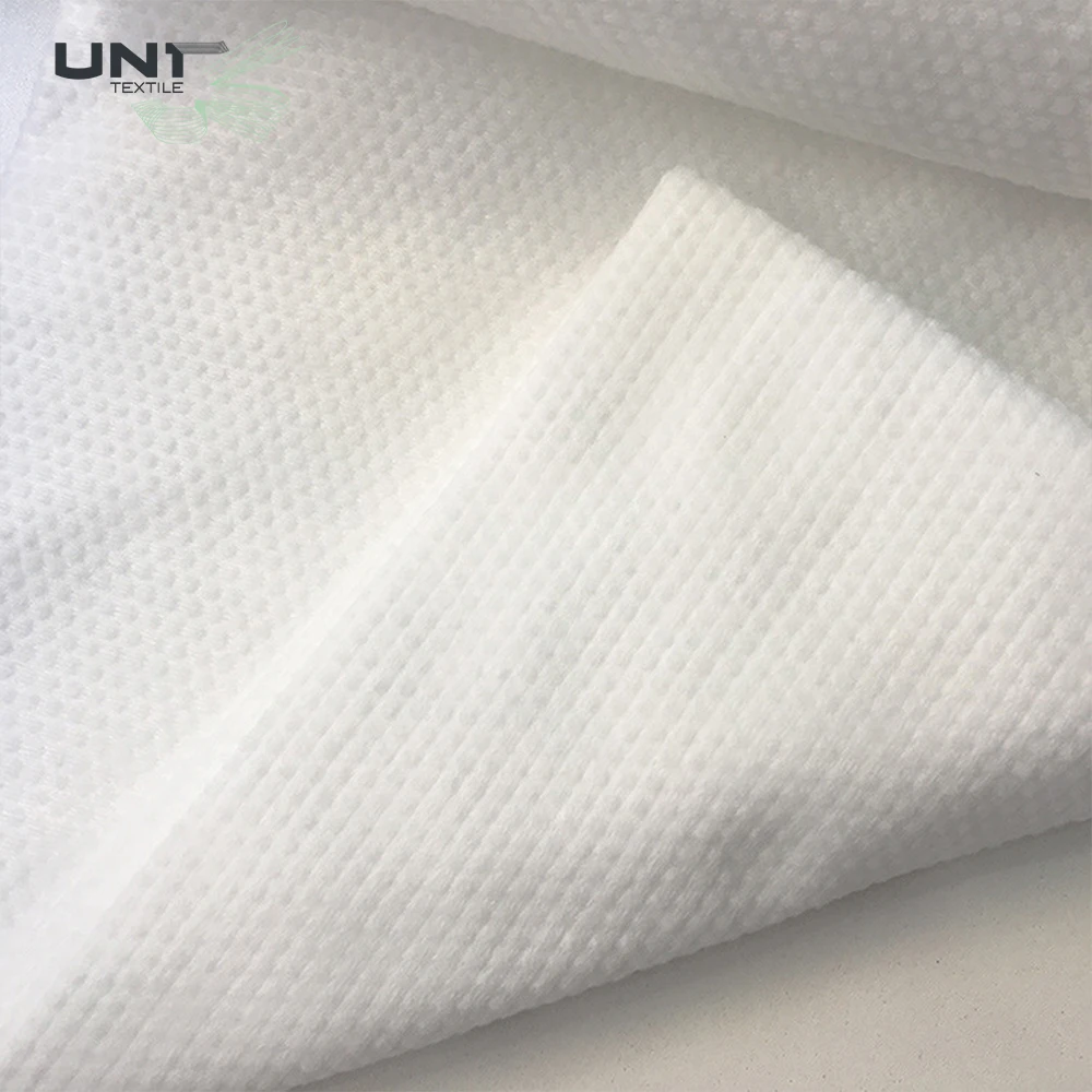 Chinese Hot-Selling Hydrophilic Embossed 3D Small Pearl Dot Non Woven Fabric Roll Spunlace Fabric for Towel