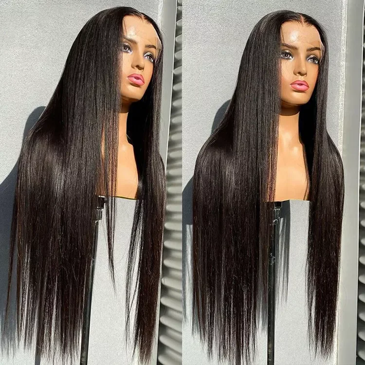 30 32 34 36 38 40 50 inch Human Hair Wigs For Black Women Straight Deep Wave Virgin Raw Indian Hair Long Lace Front Wigs