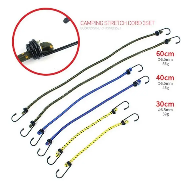 Heavy Duty Outdoor Straps Bungee Cords  Sizes Elastic Bungee Cords With Hook Strap