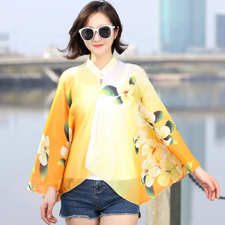 Ladies Car Riding Clothing Summer Printing Sleeve Cuff Shading Sunscreen Scarf Sun Uv Protection Shawls