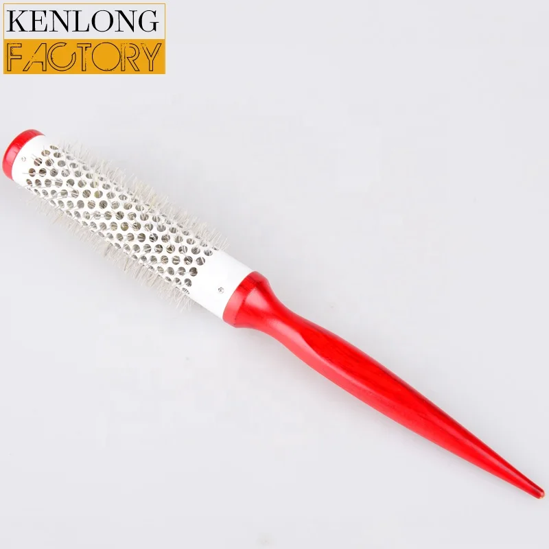 Small wood men hair brushes Professional aluminum Barrel Hair Styling Blow Drying Curling Brush wooden brush