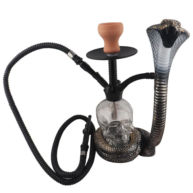 Fashion snake Arab hookah full set of bar with led light hookah bottle snake pipe bottle Multiple straws