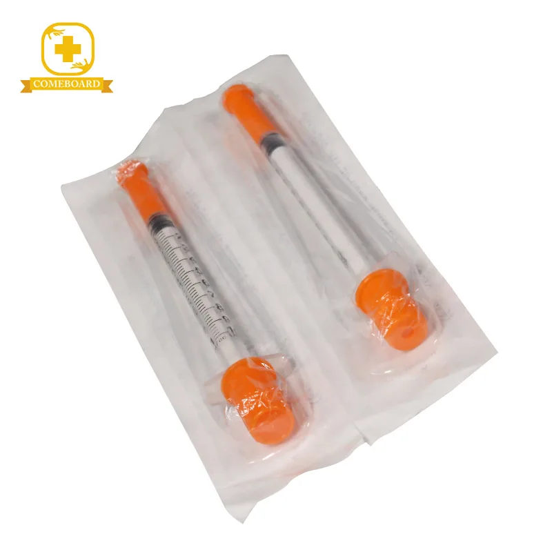 
medical 1ml orange cap insulin syringe with needle 