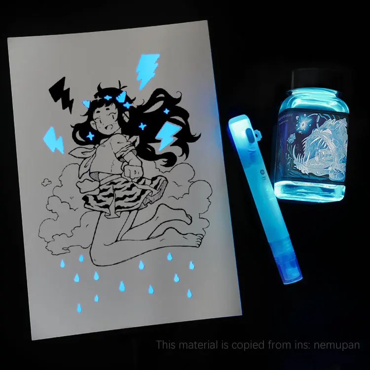 Fluorescent invisible transparent pen creative color ink dipping pen dyeing card drawing writing paper for students