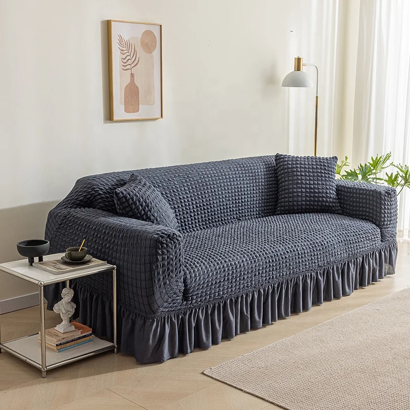 Оптовая продажа пузырь плед стрейч 3 места для диванов набор с юбками гостиной