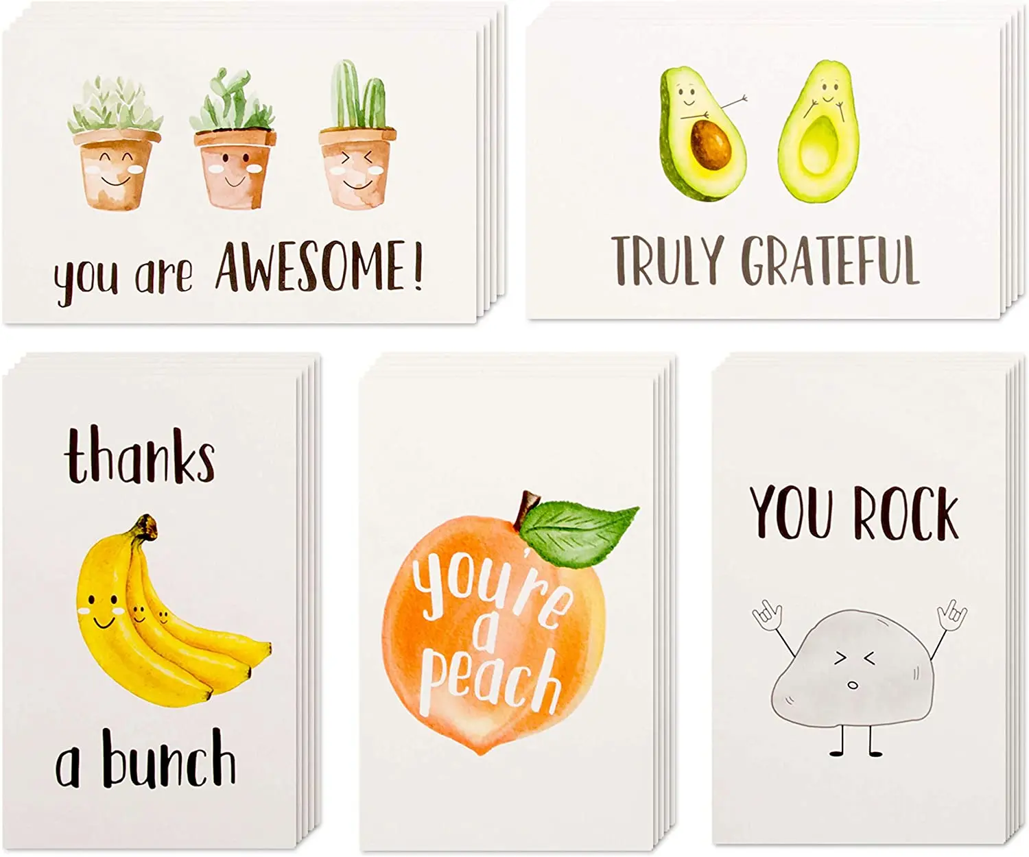 40 Funny Notecards 4 x 6 in Pun Greeting Note Cards Envelopes and Stickers Bulk Boxed Set Assortment of Funny Thank You Cards