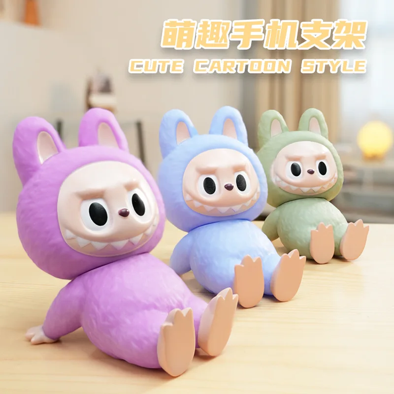 Linda Labubu Mobile Phone Stand Doll Bubble Matt Blind Box Toy Mini Pvc Anime Figure Labubu Keychain Blind Box Dolls