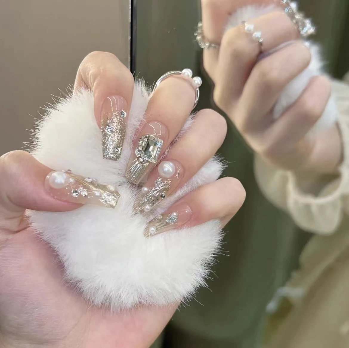 801-900 Wholesale Price Long Ballerina Coffin Shining Stars Diamond Nails Art Press On Nails Artificial Customize Nails