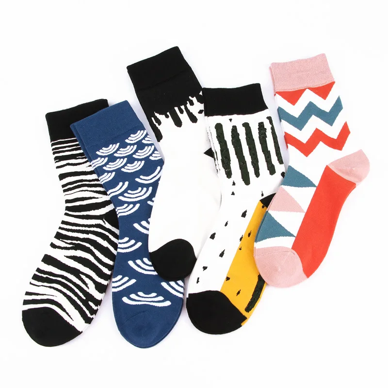 Забавные веселые пользовательские жаккардовые дизайнерские Короткие Носки с рисунком маслом мужские носки мягкие хлопковые цветные носки