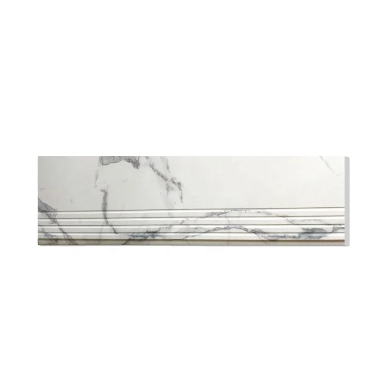 Factory hot selling 300x1200 Anti Slip Tiles Natural texture For Step ceramic tiles White Marble Stair tile