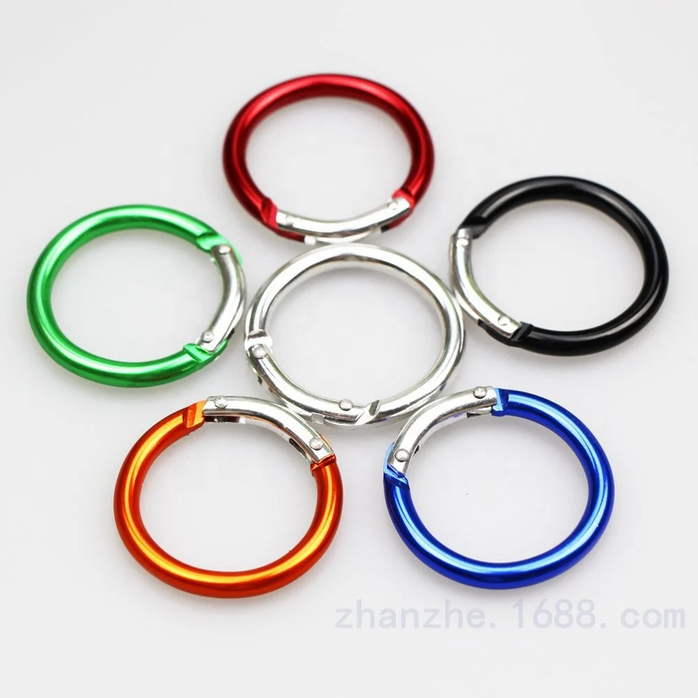 Aluminum anodizing O shape spring circle ring clasp carabiner