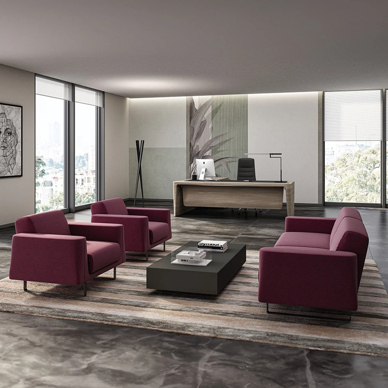 New arrival office furniture 1+1+3 sofa set designs modern purple fabric modular couch sectional sofa