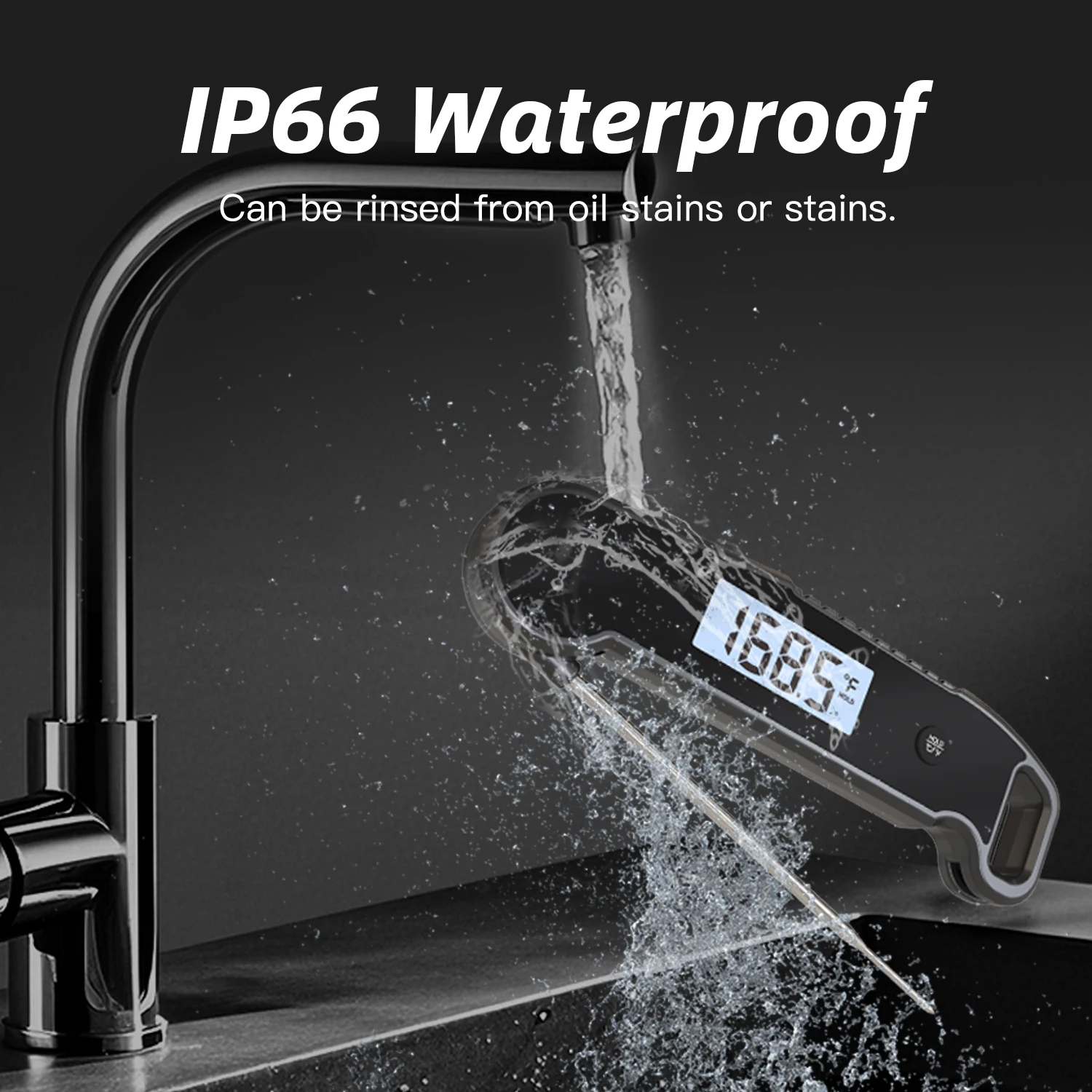 Waterproof Instant Read Thermometer for Meat Turkey Lamb Fish Oil Beef Water Milk BBQ Grilling 1 Second Fast Reading