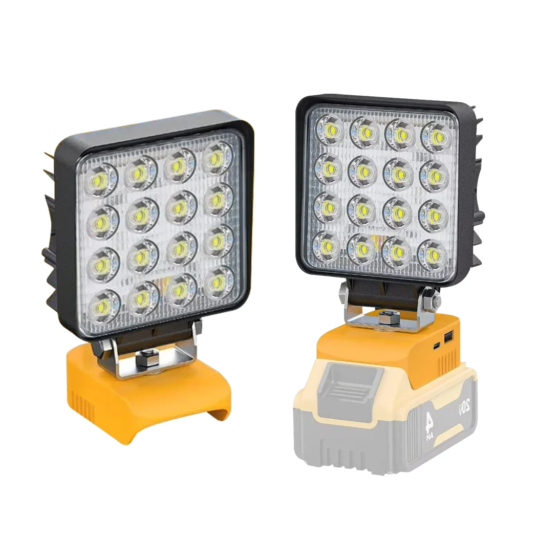 LED Work Light 34W 3400LM Flood Lights for Dewalt 20v Battery  USB and Type C Charger