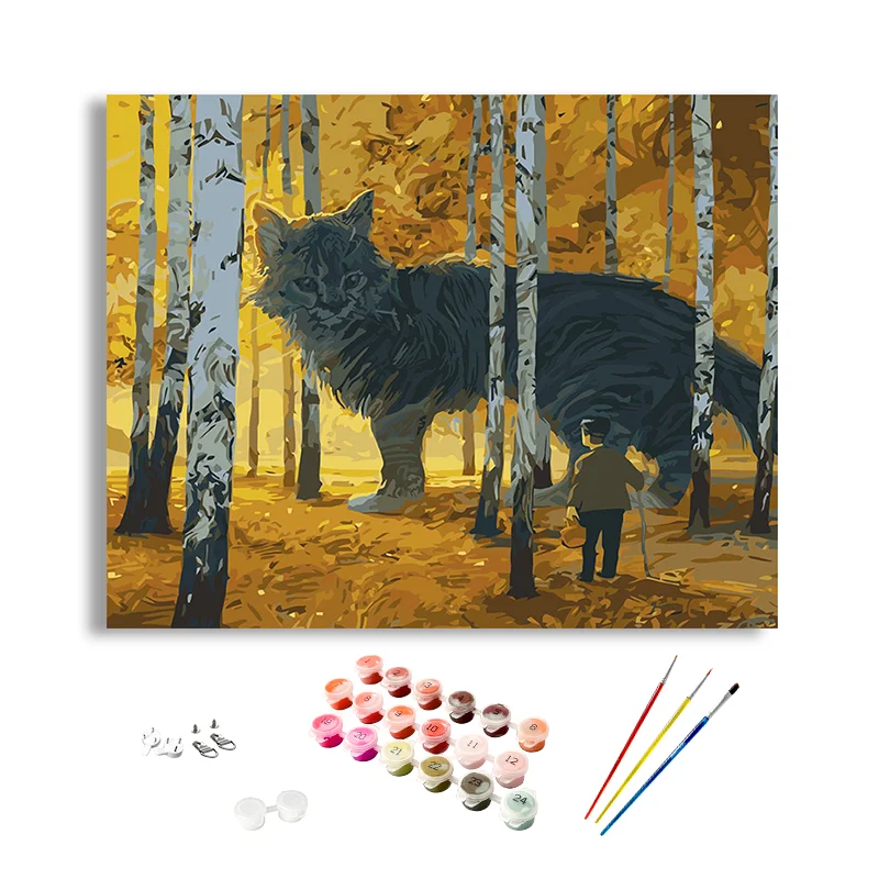 Wholesale Direct Sales Painting By Numbers Animals DIY Paint By Numbers Cat Landscape  Oil Painting By Numbers For Home Decor