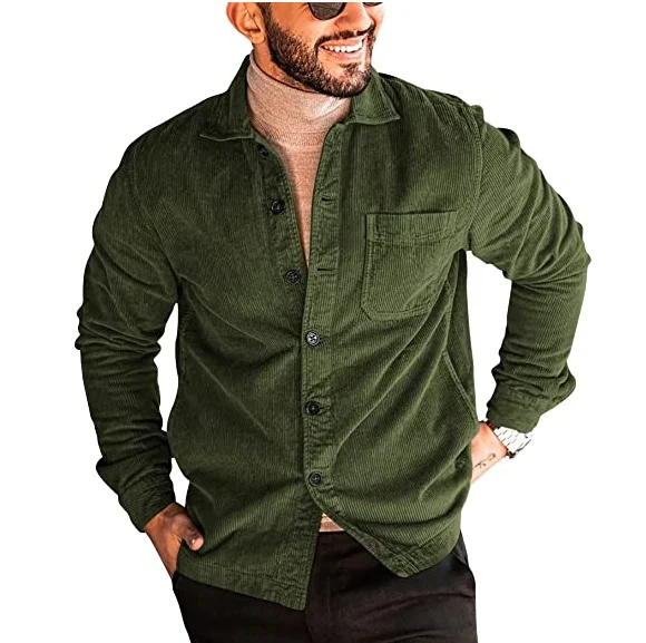 Best sale corduroy shirt for men solid style long sleeve men casual shirts fashionable simple latest shirt design for men
