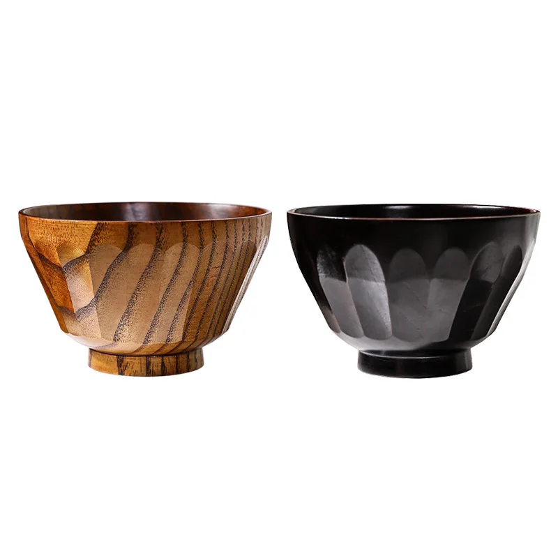 Japanese Style Wooden Bowl Natural Wood Bowls Tableware for Fruit Salad Noodle Rice Soup Kitchen Utensil Dishes Handmade Crafts