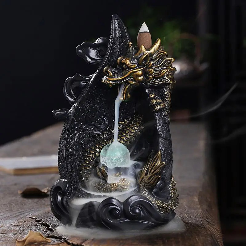 Chinese Manufacturer New Design Waterfall Backflow Incense Burner Ceramic Dragon Backflow Incense Holder Burners