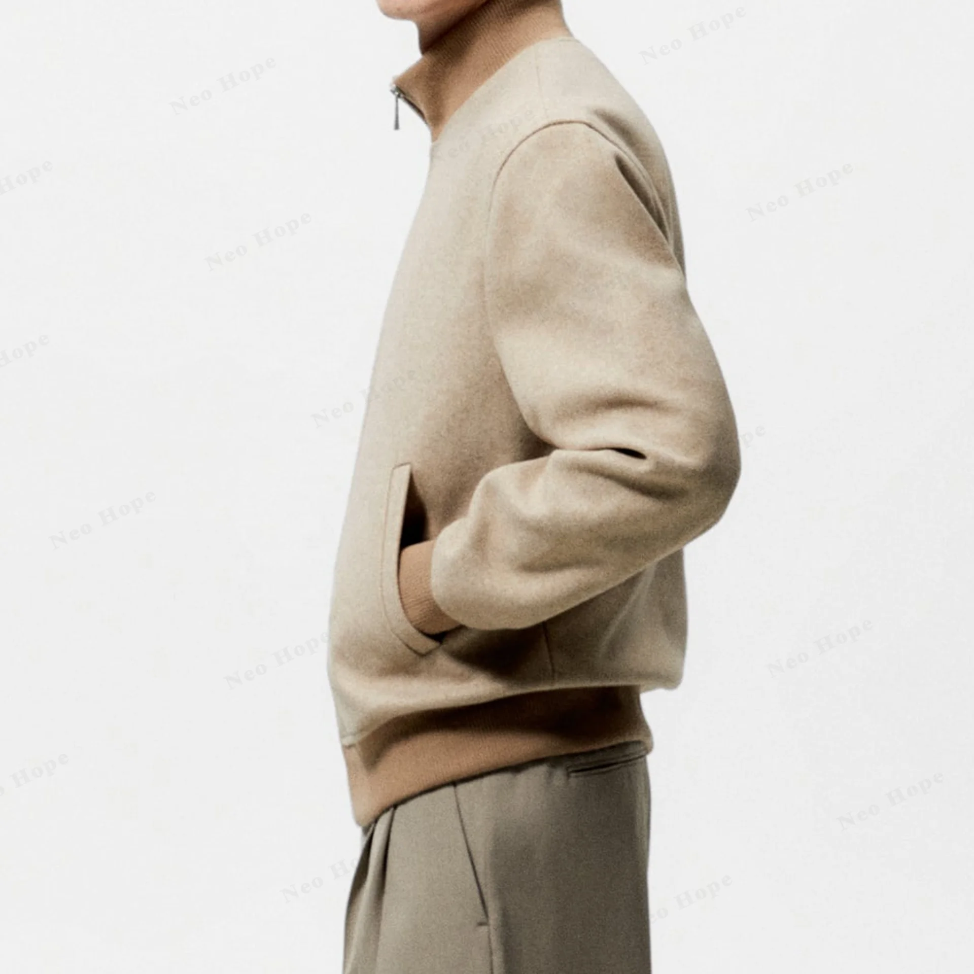 Wholesale Custom Logo Embroidery Men Comfy Waterproof Outerwear Plain Blank 100% Polyester Men Casual Basic Bomber Jackets