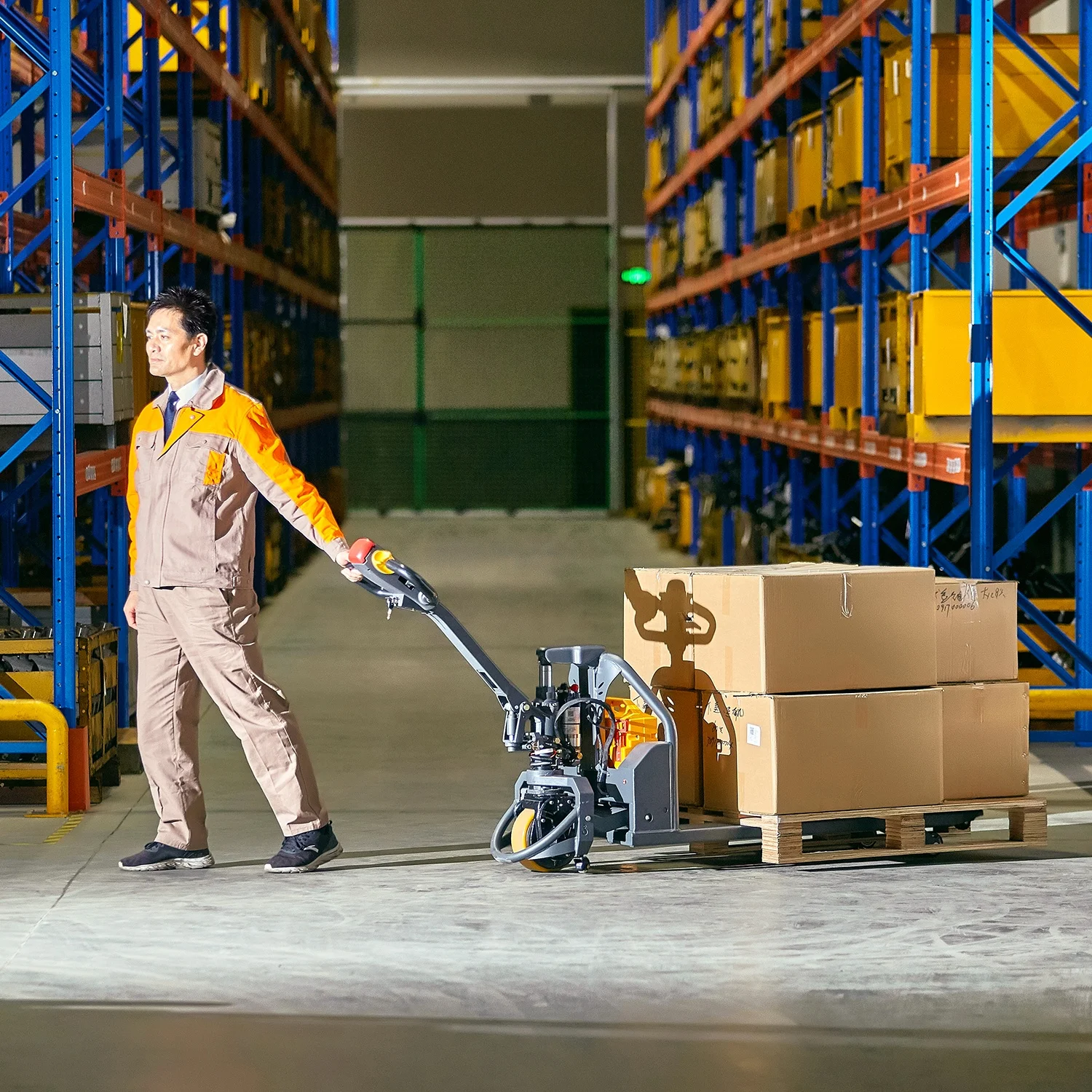 
Xilin 3300lb Full Lithium Power Hydraulic Self-propelled Electric Pallet Jack Truck With Multi Control Handle And Plug-in Batter 