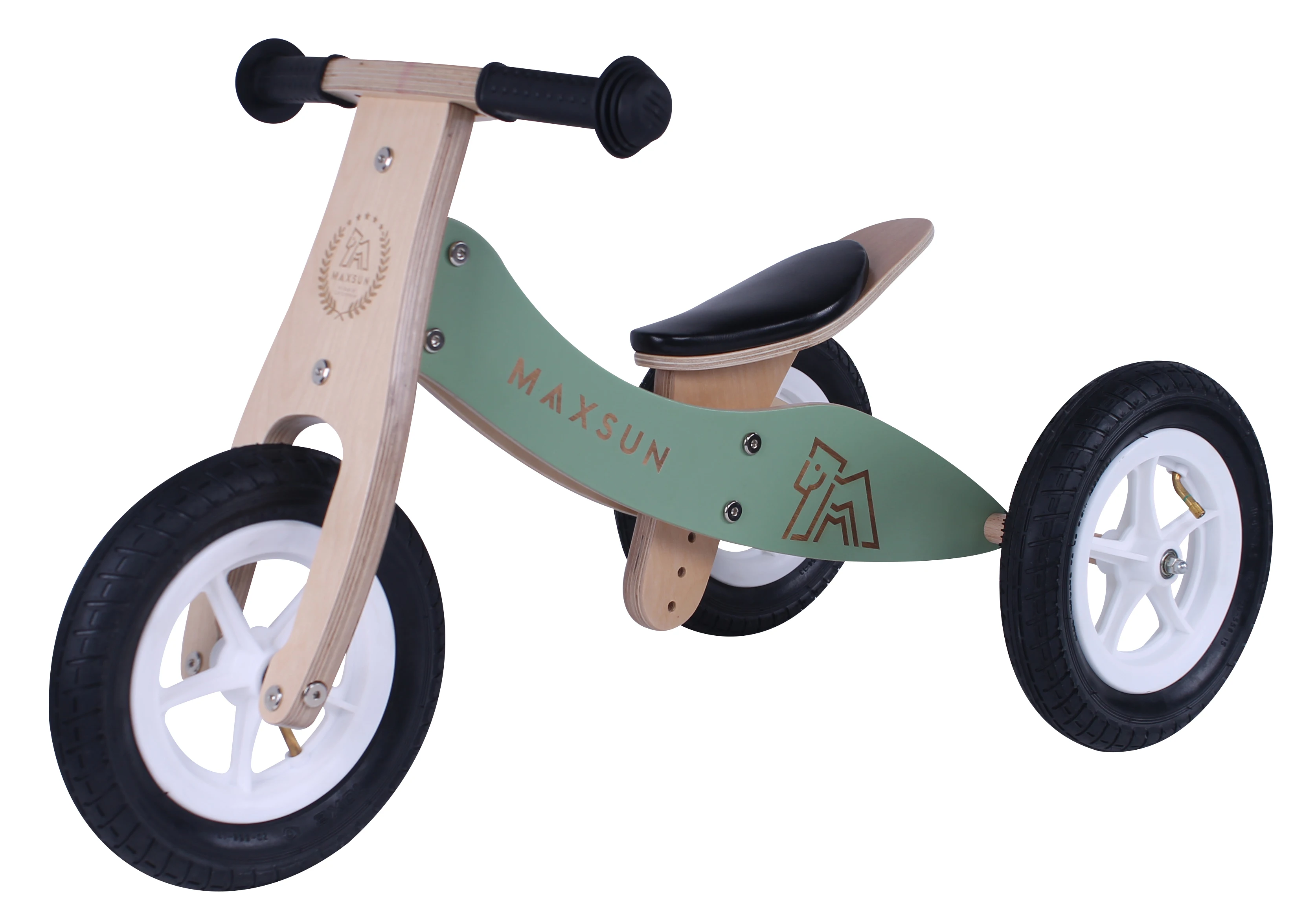 wooden balance bike 9 inch 2-in-1 balance bike  muti-function wooden tricycle