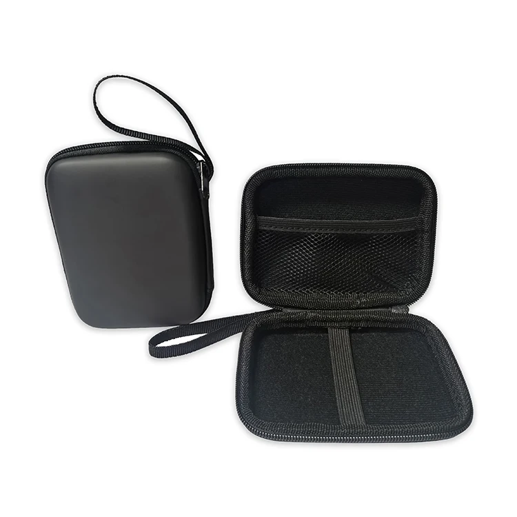 Black PU  hd hdd hard drive external enclosure mobile disk carry eva case bag eva custom cheap with elastic strap