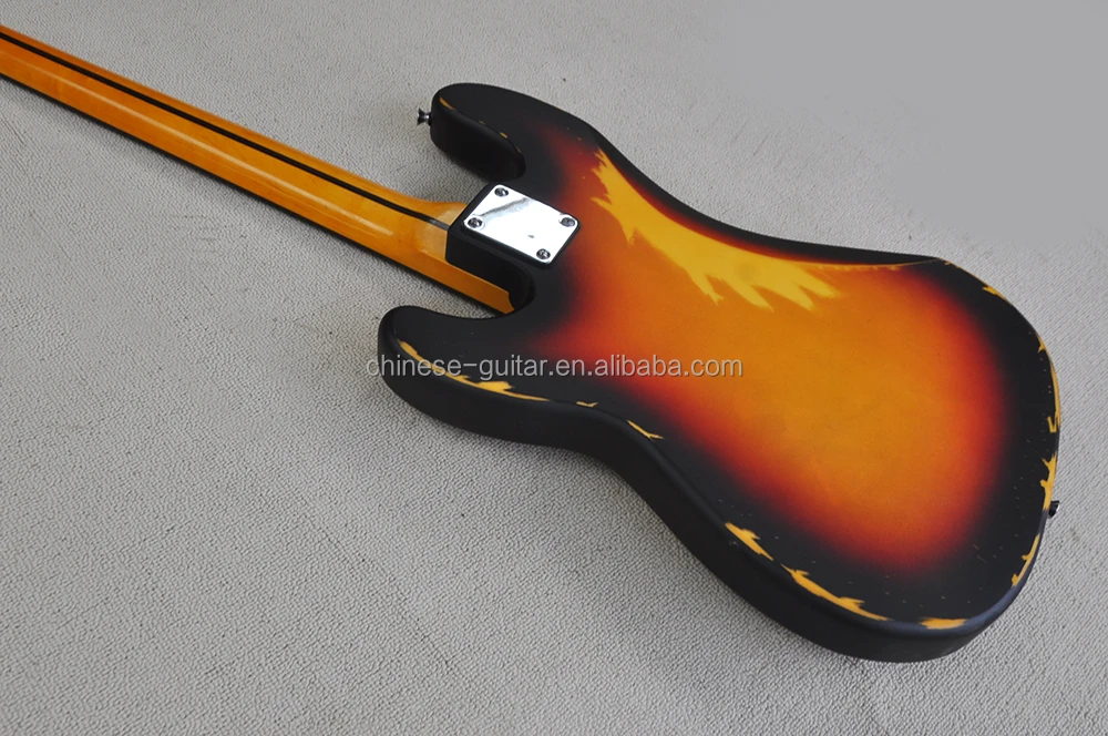 Flyoung Tobacco Sunburst Relic Style Electric Bass Guitar 4 Strings Bass Custom Made