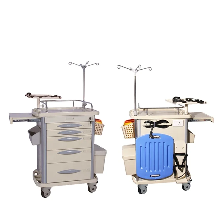 BT-EY003 ABS Medical Crash Trolley Hospital Ward Nursing Emergency Treatment Cart With Drawers For Sale