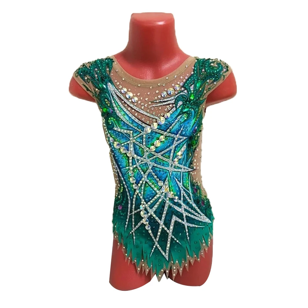 LIUHUO Girls Rhythmic Gymnastics Leotards Orange exotic unitards Kids Performance Stretchy Spandex Artistic Dance Costumes