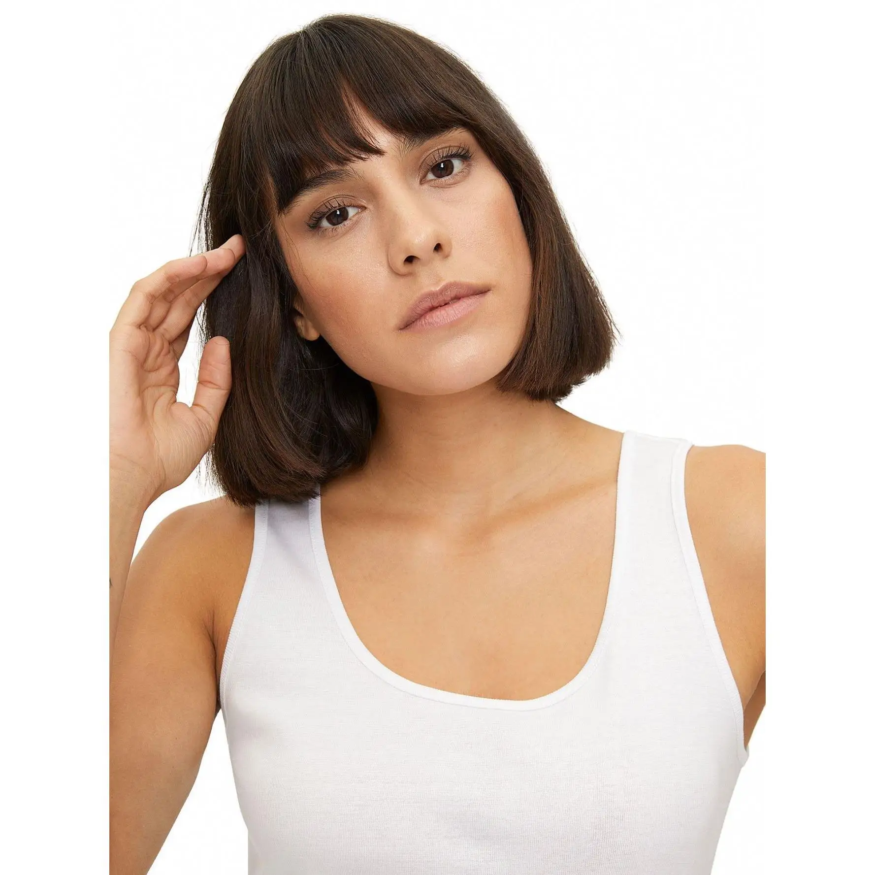 
100% Cotton Broad Strap Lacey Womens Vest 