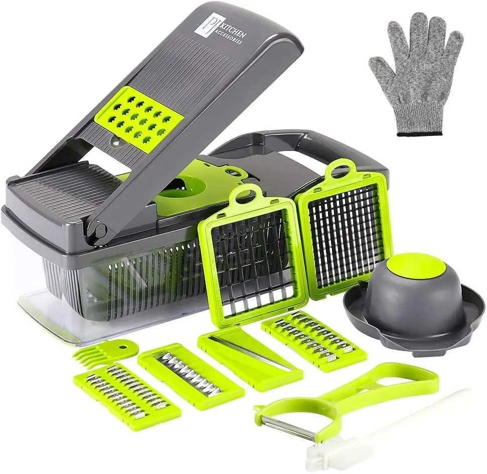 Cheap Kitchen Multi 16 In 1 Manual Mandoline Fruit Vegetable Cutter Onion Dicer Veggie Slicer Vegetable Chopper