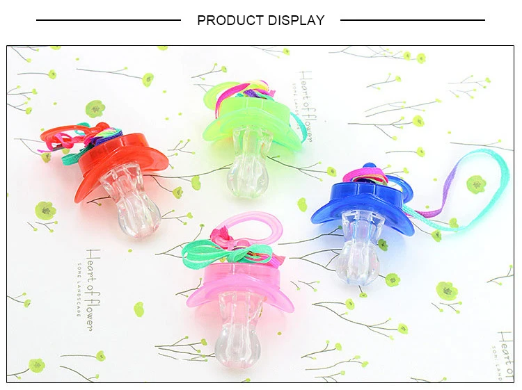 Wholesale Novelty Gifts Flashing Pacifier Toy LED Pacifier Necklace Glow Pacifier For Night Party