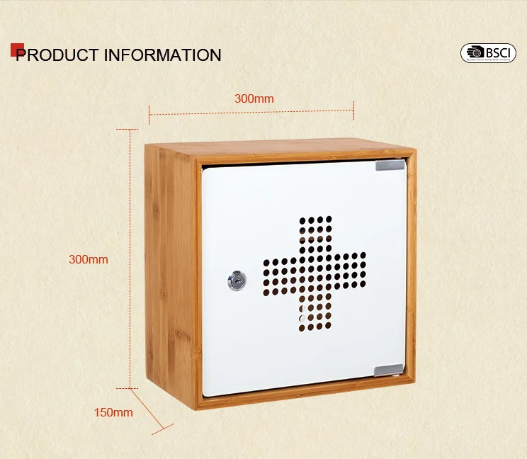 New design Bamboo Indoor Wall Mounted Medicine Cabinet for house