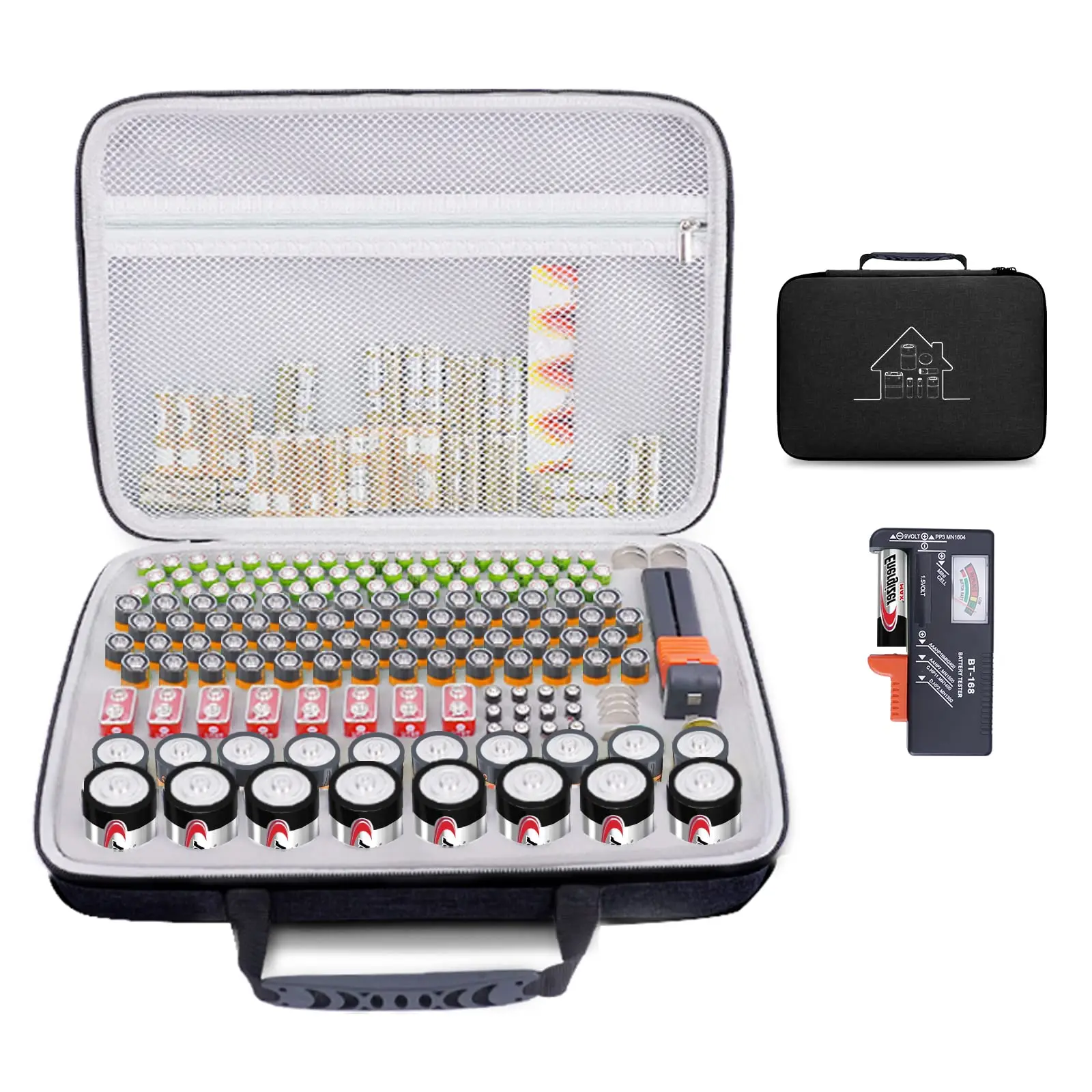 Hard Battery Organizer Storage Bag Holds 230+ Batteries Carrying Case