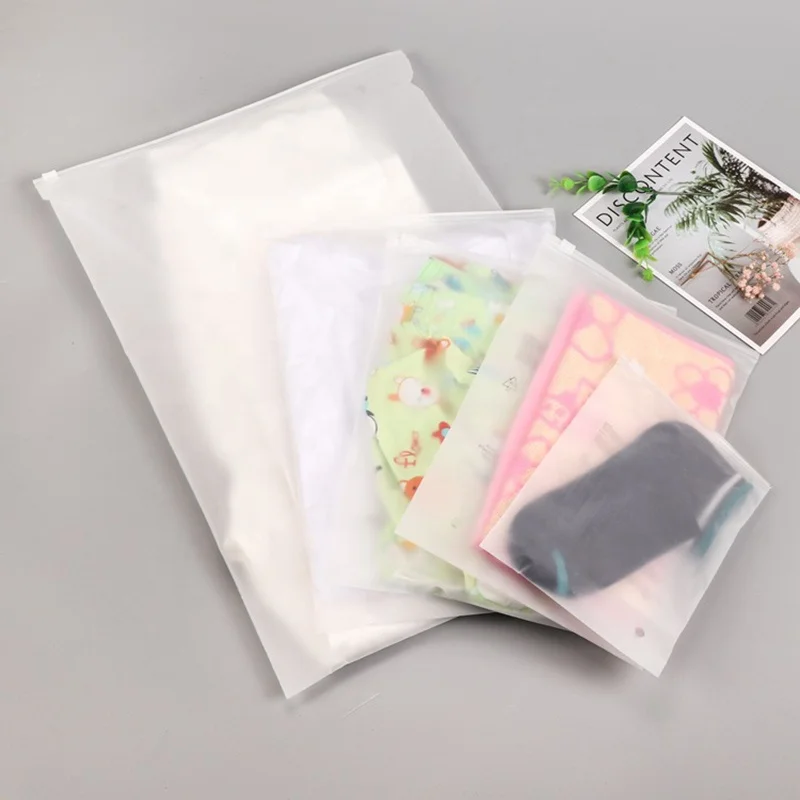 factory supplied slider frosted plastic slider zipper bag for clothing packaging