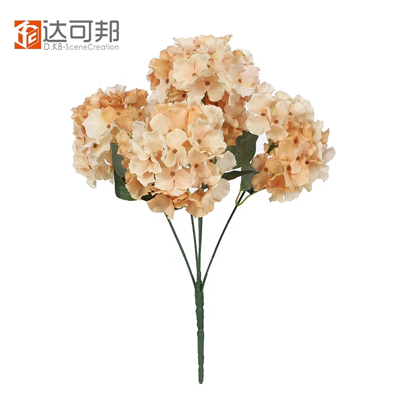 Hot Sales 3 Petals 5 heads Spring Color Hydrangea Cheap Bouquets of Artificial Flowers For Home Decor