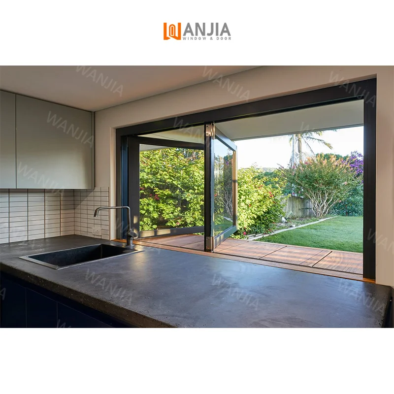 WANJIA Custom Versatile Aluminum Window Kitchen Interior Accordion Glass Window Folding Window