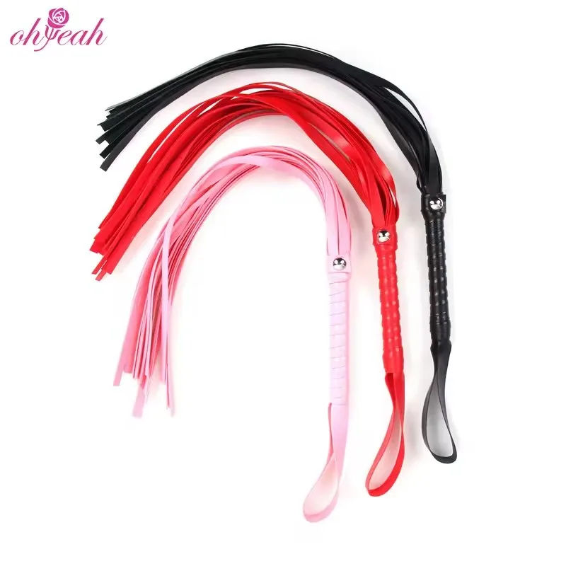 Низкая цена розовая искусственная кожа оптовая продажа в наличии dominatrix flogger Плетеный секс БДСМ Шлепанец кожаный хлыст