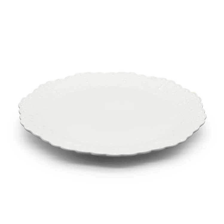 High quality round white dinner dishes porcelain dinnerware ceramic plates Queen Lace Collection 26cm dinner plate